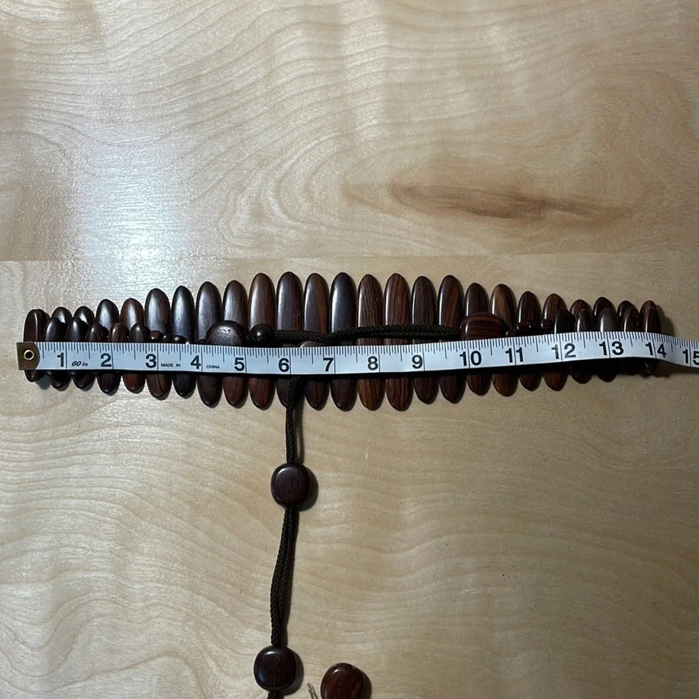 Handcrafted Wood Statement Belt - Brown - Picture 6 of 11